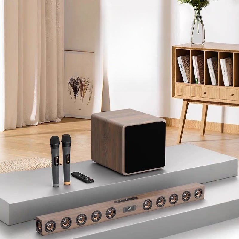 Home Cinema Karaoke Projector - Wooden TV Audio Whispering Wall Wireless