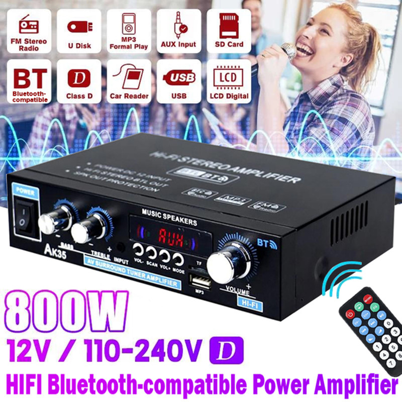 Home Cinema Bluetooth - AK35 AK380 800W Home Power Amplifiers