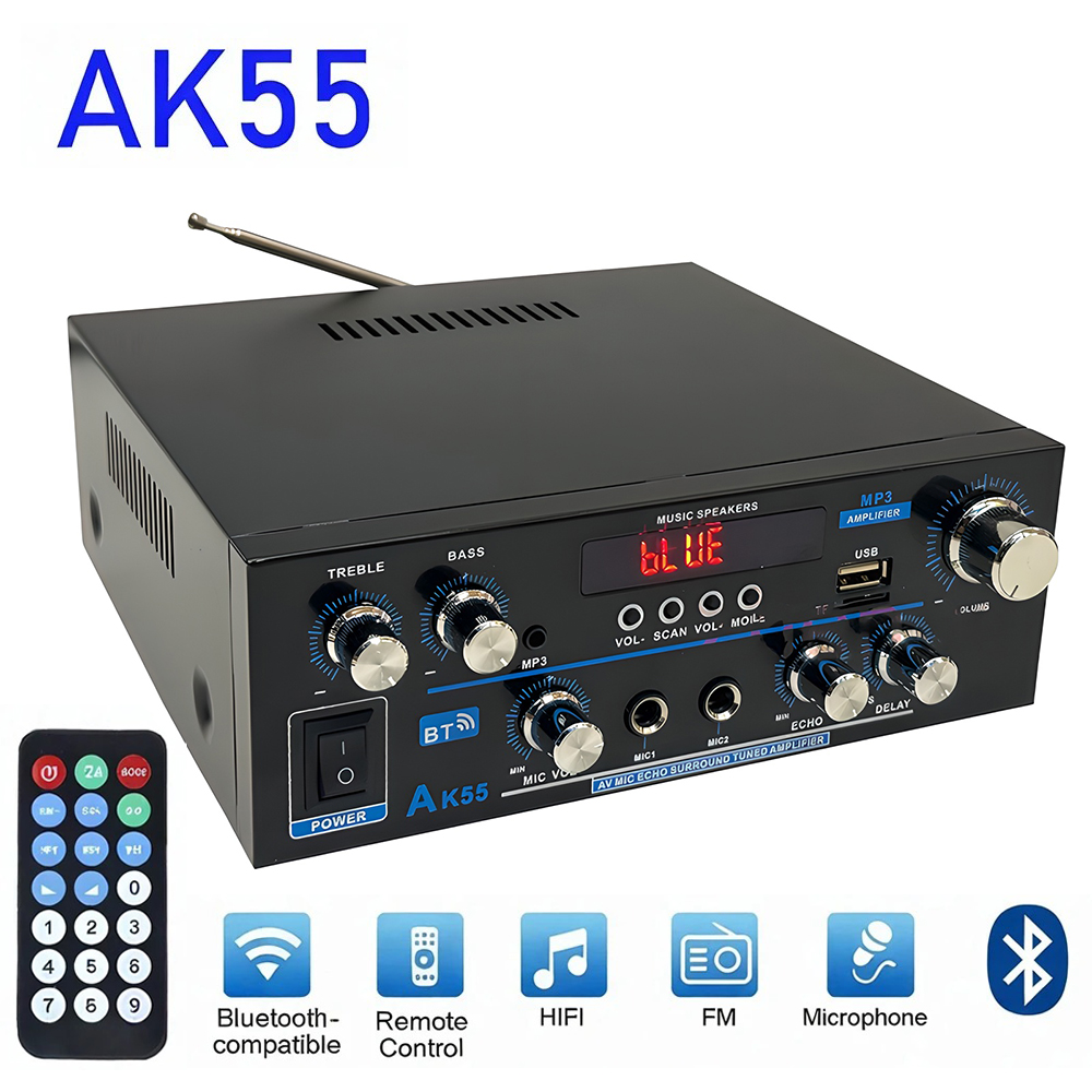 Home Cinema Bluetooth - AK55 HiFi Digital Amplifier Channel 2.0