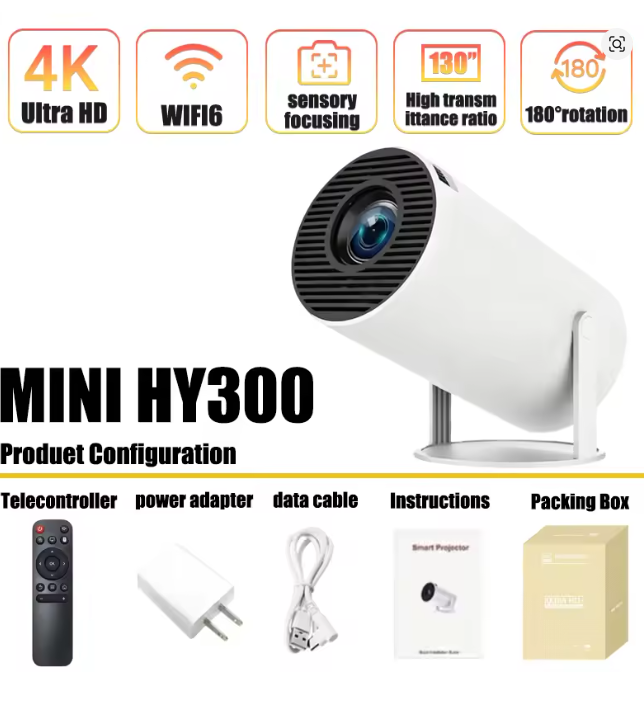 Home Cinema Pc - Mini HY300 Portable Projector Android 11