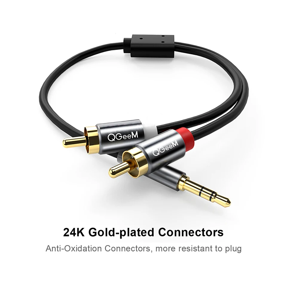 QGeeM RCA Cable 2RCA to 3.5 Au - Home Cinema Pc ulasan dan harga