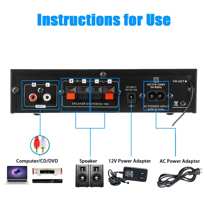 AK35 AK380 800W Home Power Amp - Home Cinema Bluetooth ulasan dan harga