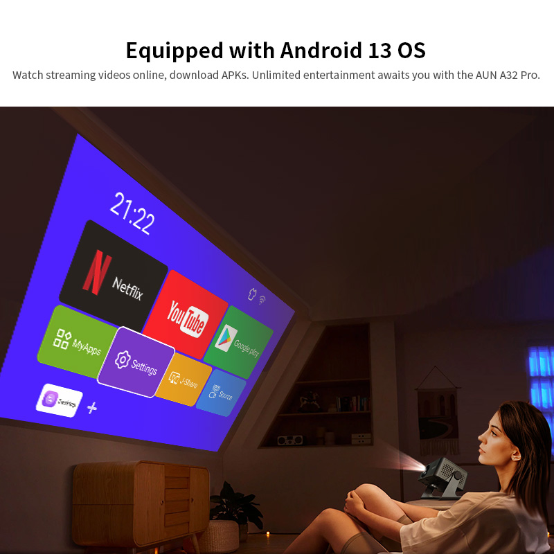 AUN Android Projector A32 Pro  - Home Cinema Movies ulasan dan harga