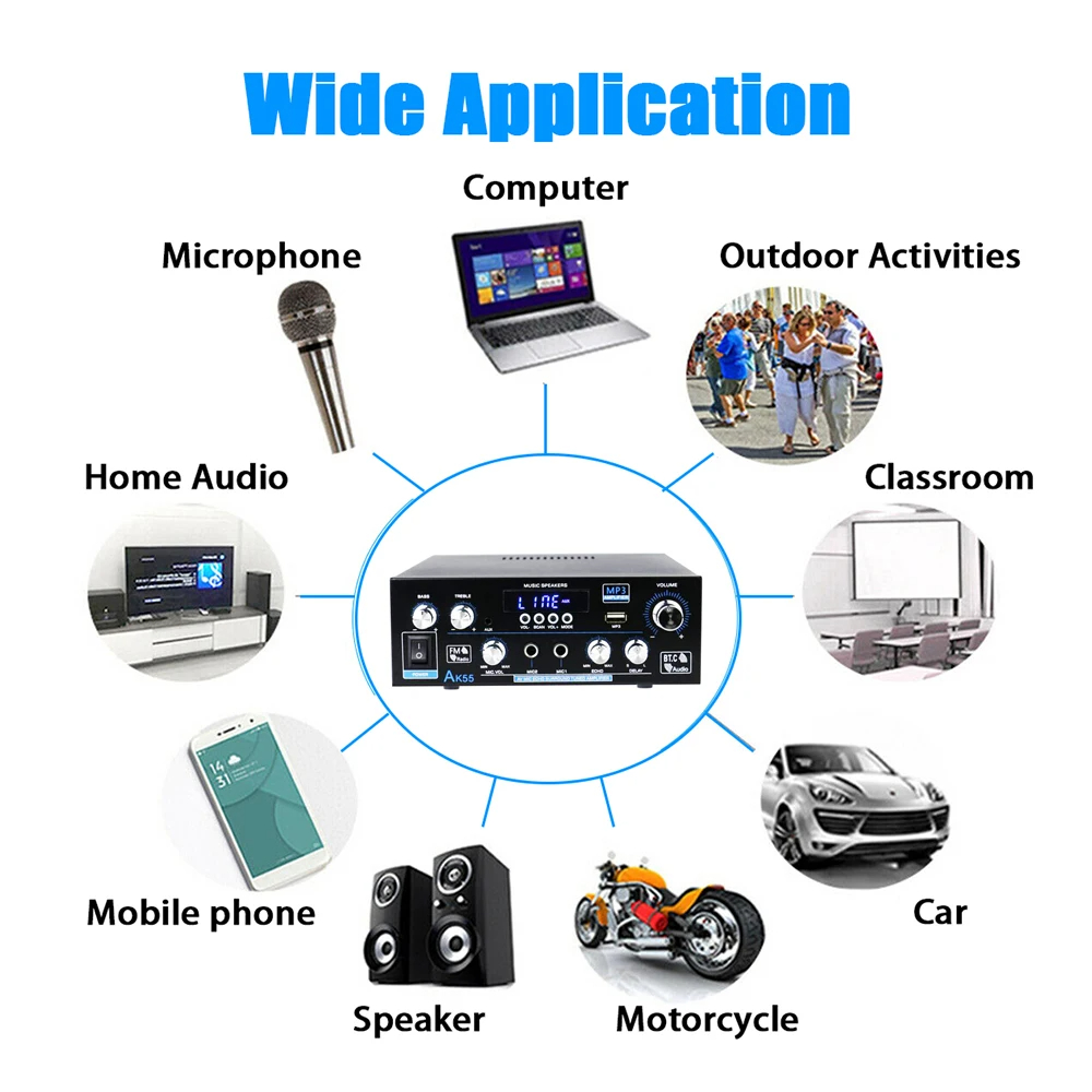 AK55 HiFi Digital Amplifier Ch - Home Cinema Bluetooth ulasan dan harga