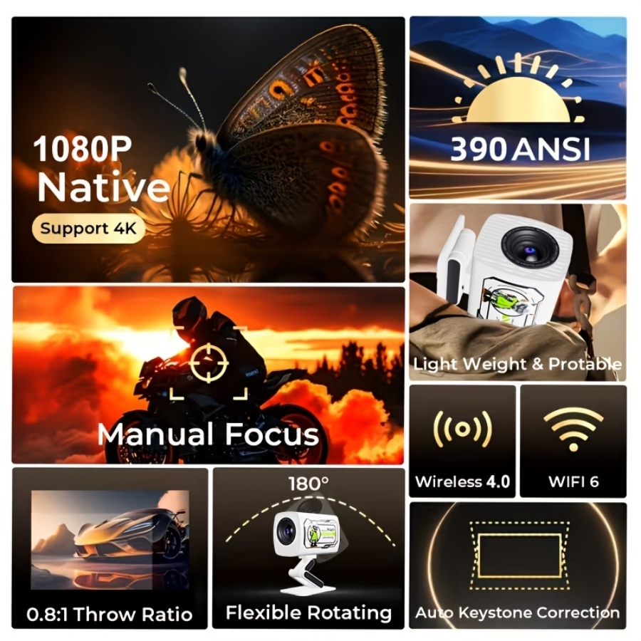 2026 New 1080P Projector Porta - Home Cinema Movies ulasan dan harga
