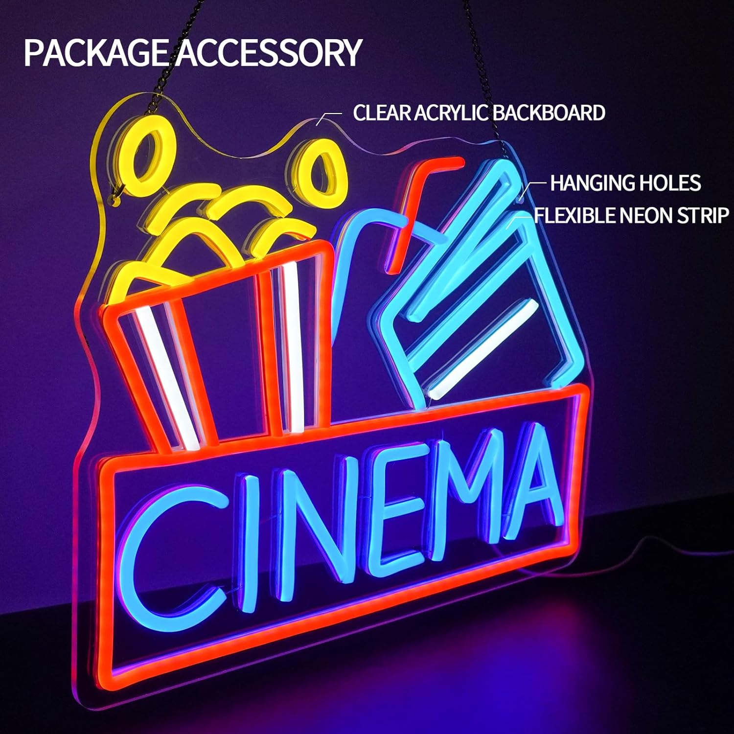 Cinema Neon Sign USB Powered L - Home Cinema Movies ulasan dan harga